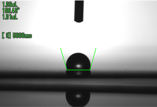 UV照射前の接触角画像　銅（Cu）